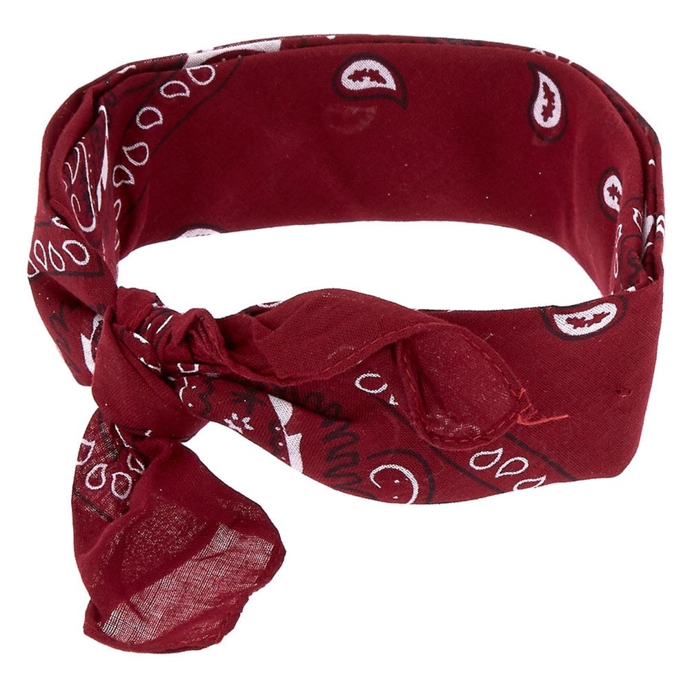 Paisley Print Bandana Headwrap - Burgundy